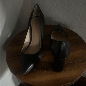 Marc Fisher Black Pointed Block Heel Pumps